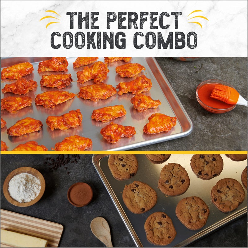 Checkered Chef Baking Sheet Set - 13" x 9.5" Stainless Steel Quarter Pans for Baking and Cooking (2 Pack) - Image 4